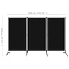 3-Panel Room Divider Black 260x180 cm