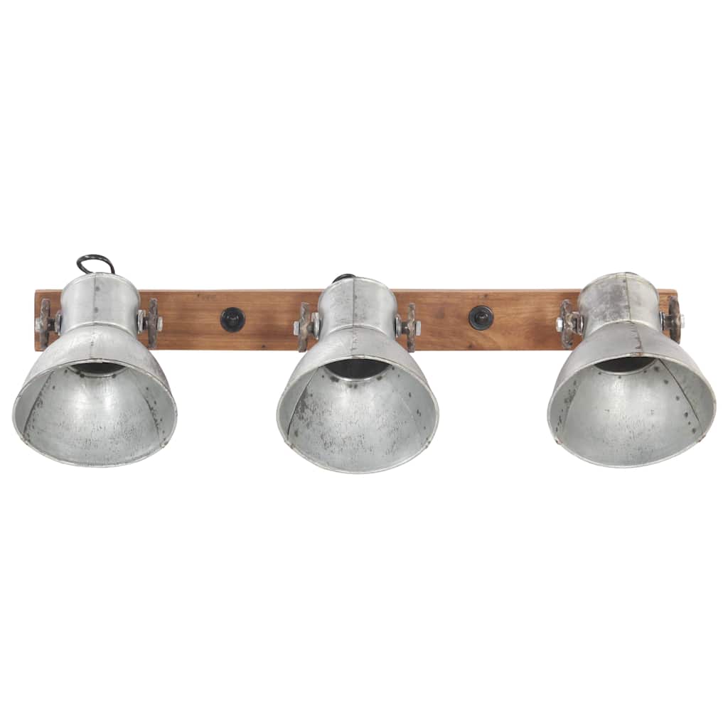 Wall Lamp | Silver and brown | Iron and solid mango wood | Medium