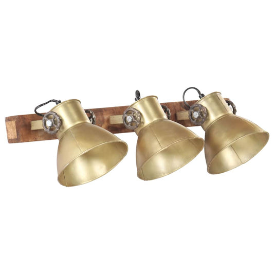 Wall Lamp | Brass and brown | Iron, Solid Mango Wood | Medium