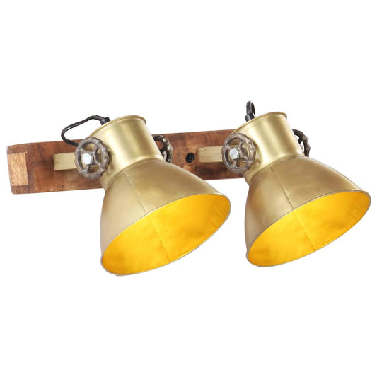 Wall Lamp | Brass and Barn Brown | Iron, Solid Mango Wood | Medium