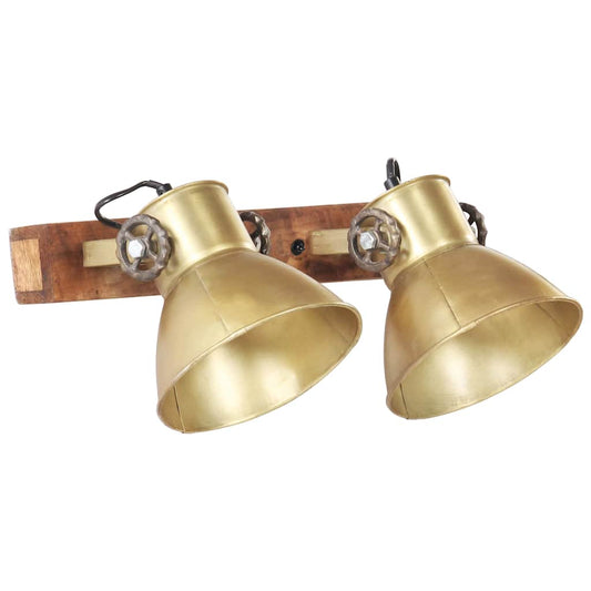 Wall Lamp | Brass and Barn Brown | Iron, Solid Mango Wood | Medium
