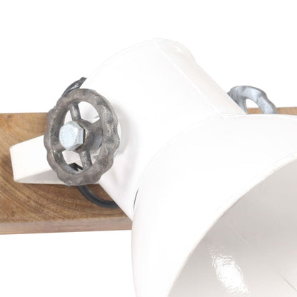 Wall Lamp | White and Brown | Iron, Solid Mango Wood | 45 x 25 x 17 cm