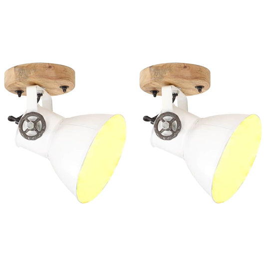 Wall Lamp | White, Barn Brown | Iron, Solid Mango Wood | Medium