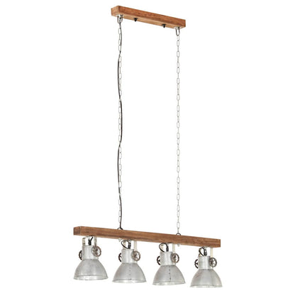 Ceiling Lamp | Silver and Brown | Iron and Solid Mango Wood | Medium