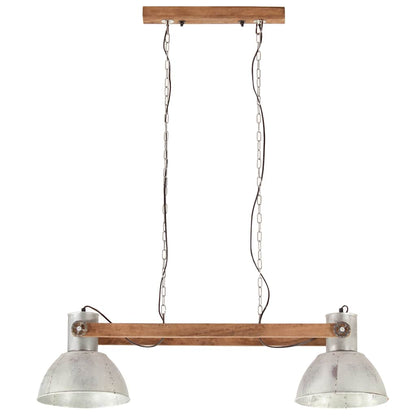 Hanging Lamp | Silver and brown | Iron and solid mango wood | Large