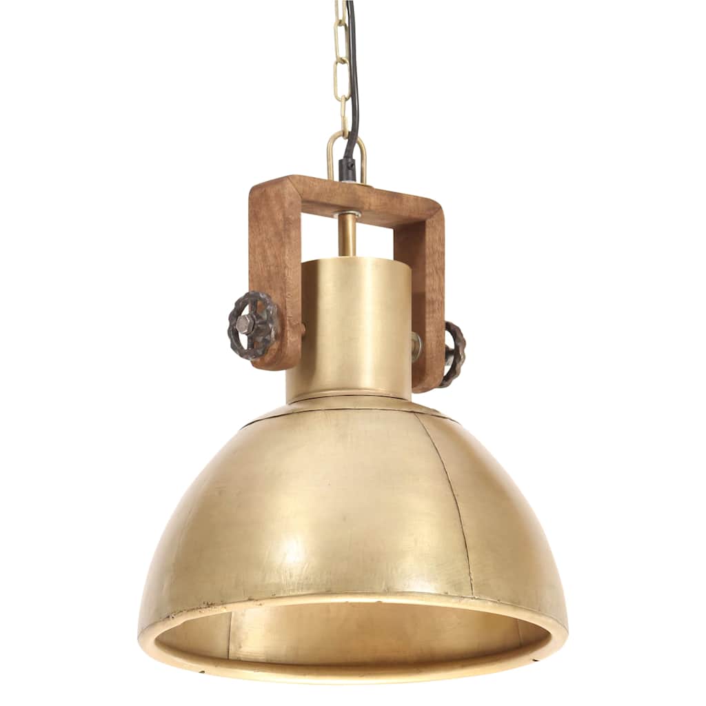 Hanging Lamp | Brass, Brown | Iron with brass plating, Solid mango wood