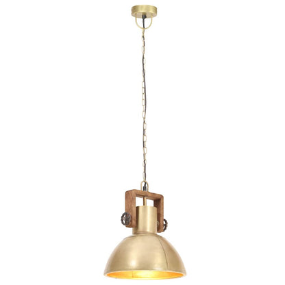 Hanging Lamp | Brass, Brown | Iron with brass plating, Solid mango wood