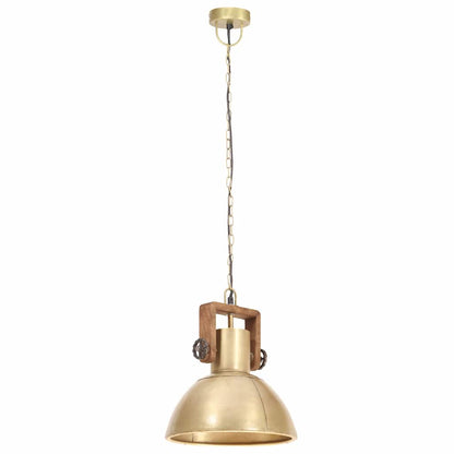 Hanging Lamp | Brass, Brown | Iron with brass plating, Solid mango wood