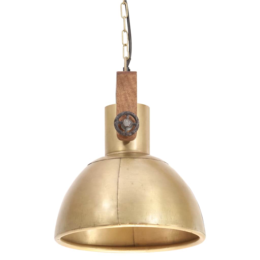 Hanging Lamp | Brass, Brown | Iron with brass plating, Solid mango wood