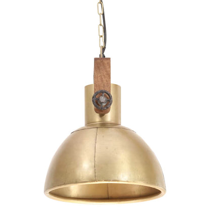 Hanging Lamp | Brass, Brown | Iron with brass plating, Solid mango wood