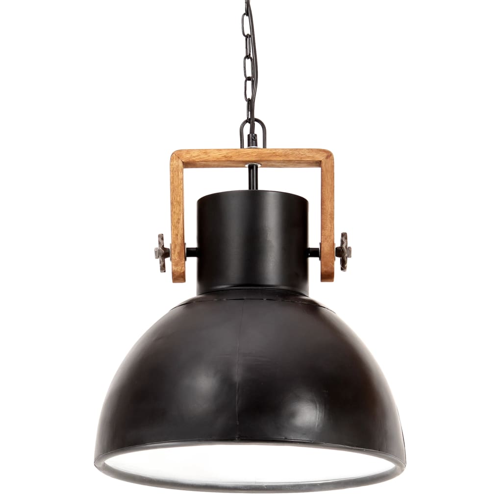 Hanging Lamp | Black and barn brown | Iron and mango wood | Medium