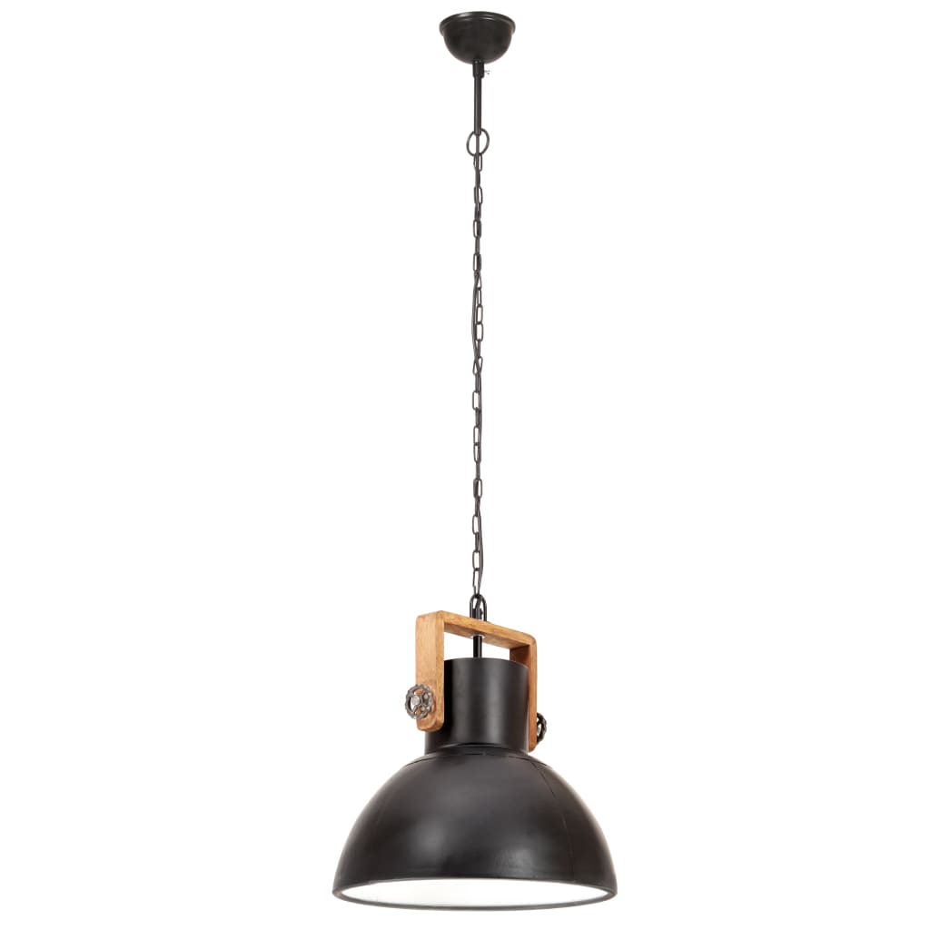 Hanging Lamp | Black and barn brown | Iron and mango wood | Medium
