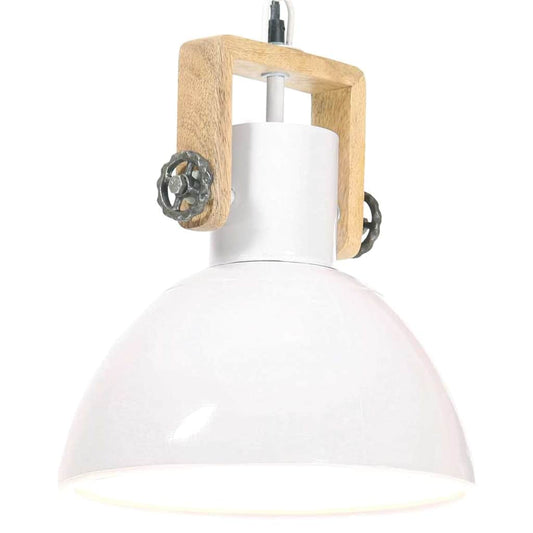 Hanging Lamp | White and brown | Iron, solid mango wood | Medium