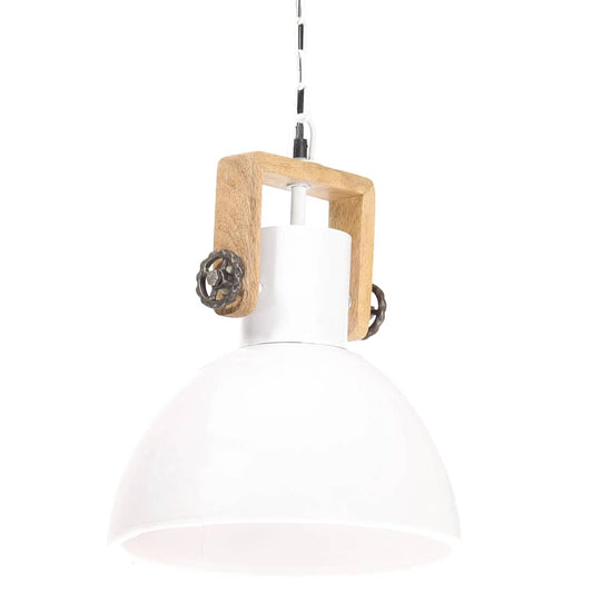 Hanging Lamp | White and brown | Iron, solid mango wood | Medium