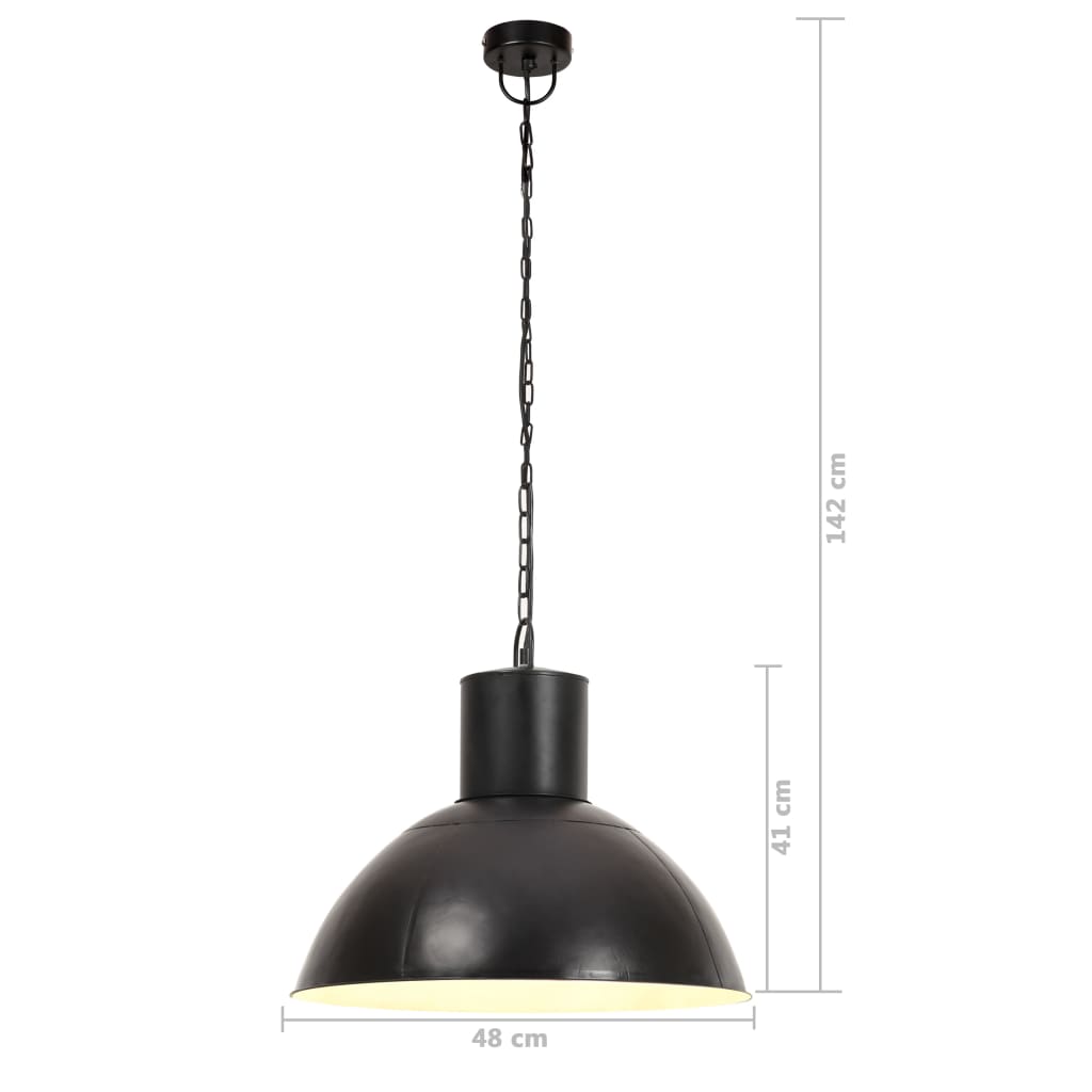 Hanging Lamp 25 W Black Round 48 cm E27