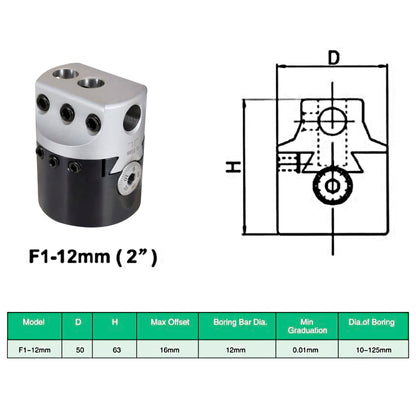 15 Pieces Boring Tool Set 50 mm Boring Head MT3-F1-12