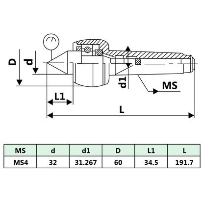 Lightweight Revolving Live Center DM314 MT4/MK4