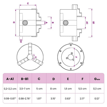 3 Jaw Self-Centering Lathe Chuck 80 mm Steel