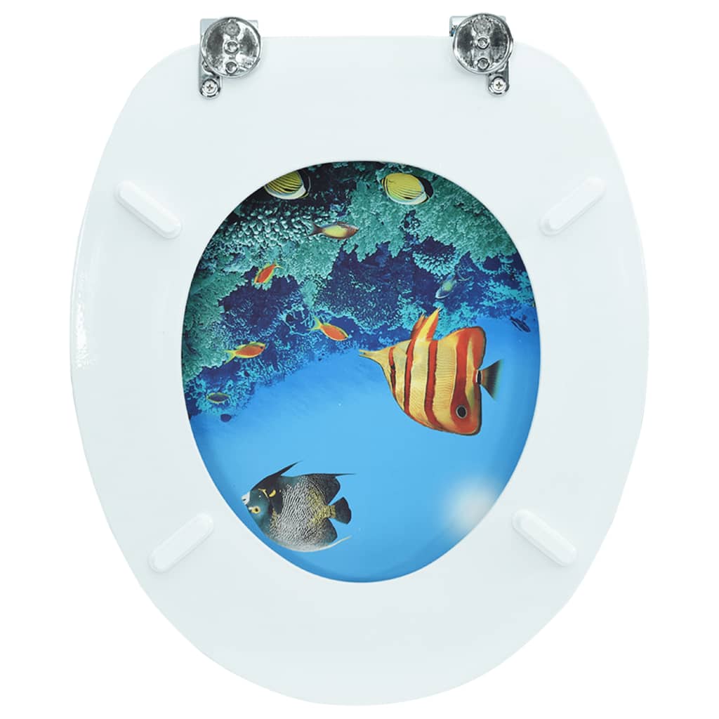 WC Toilet Seat with Lid MDF Deep Sea Design