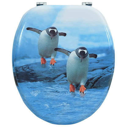 WC Toilet Seat with Lid MDF Penguin Design