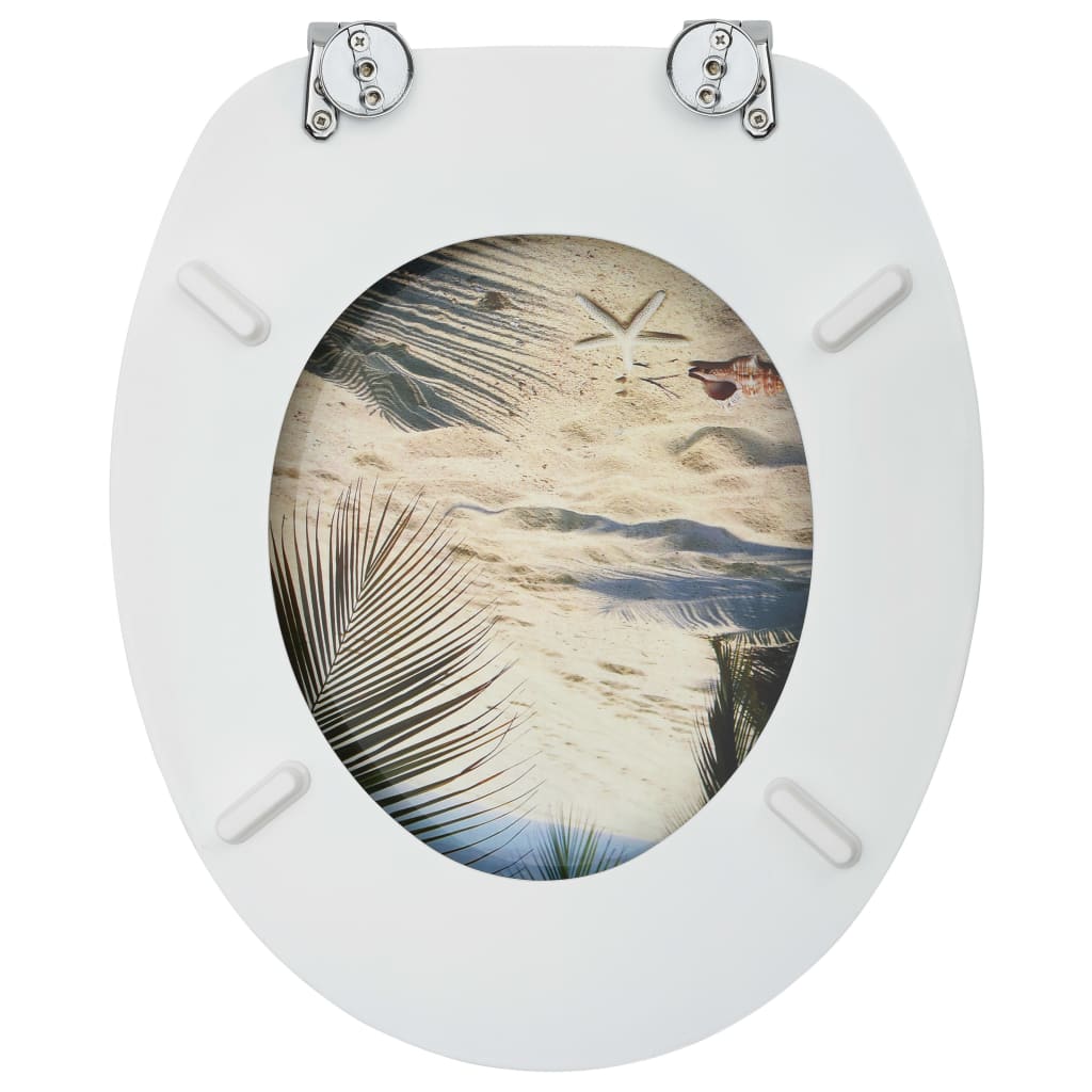 WC Toilet Seat with Lid MDF Beach Design