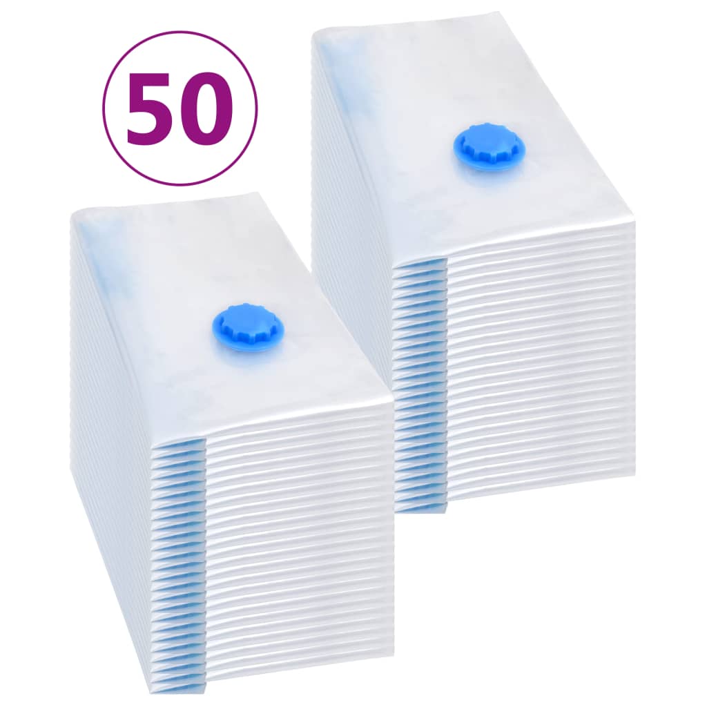 Vacuum Travel Bag | Set of 50 | Transparent and Blue | Plastic