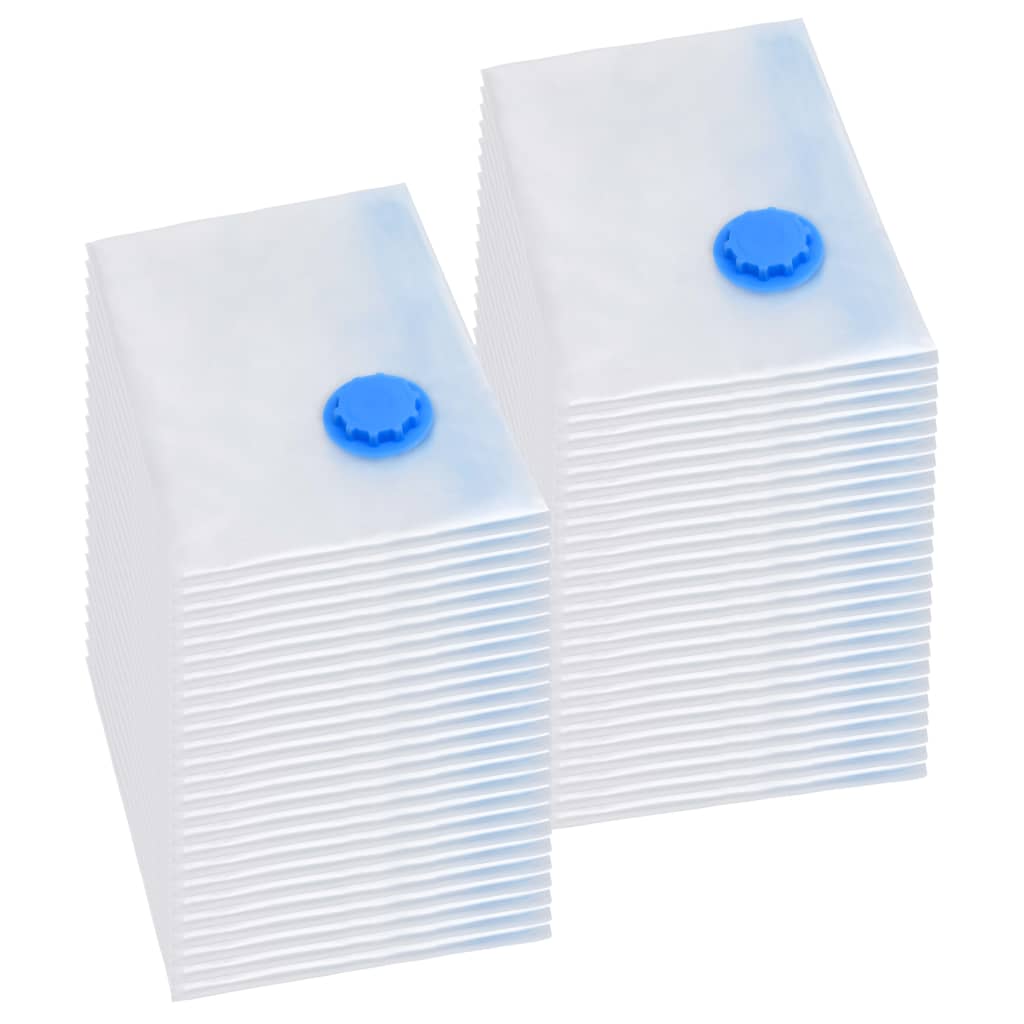 Vacuum Travel Bag | Set of 50 | Transparent and blue | Plastic | Large