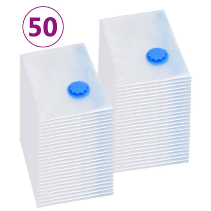 Vacuum Travel Bag | Set of 50 | Transparent and blue | Plastic | Large