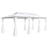 Gazebo with Curtains 600x298x270 cm White 180g/m²