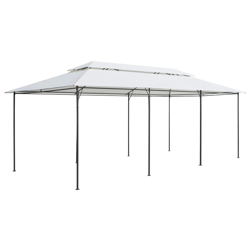 Gazebo with Curtains 600x298x270 cm White 180g/m²