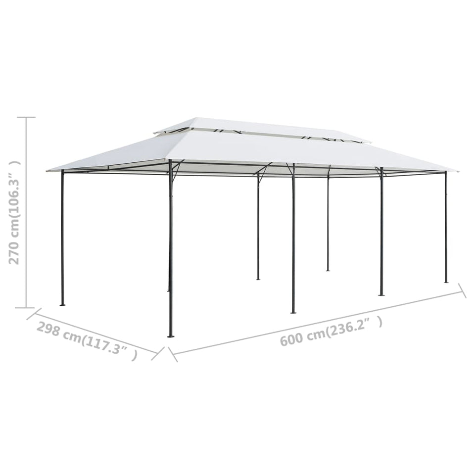 Gazebo with Curtains 600x298x270 cm White 180g/m²