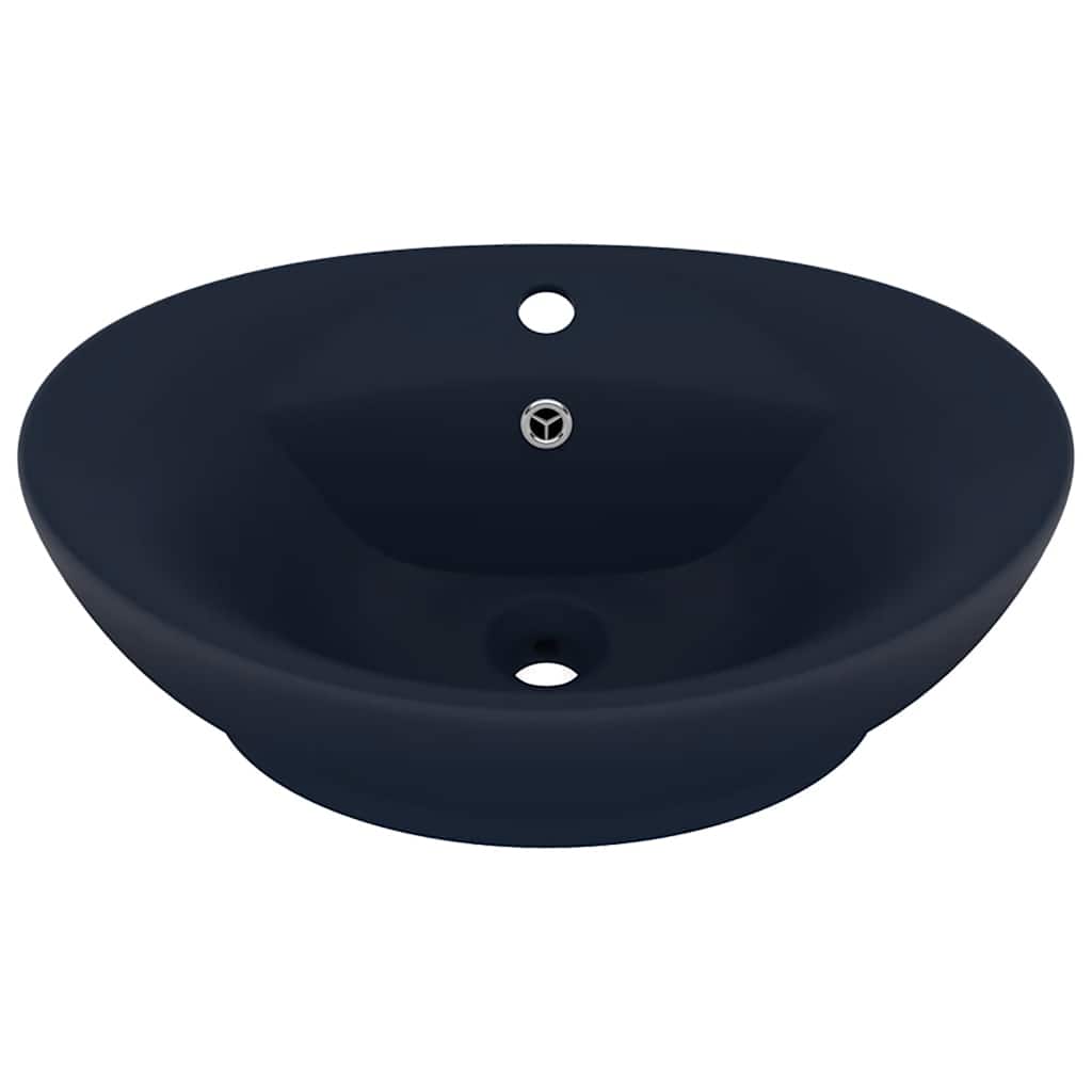 Luxury Basin Overflow Oval Matt Dark Blue 58.5x39 cm Ceramic