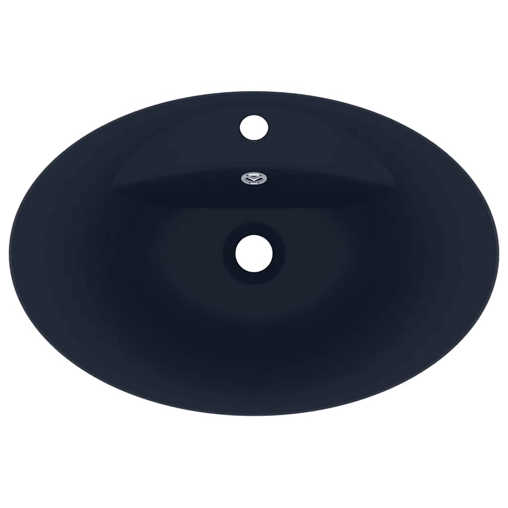 Luxury Basin Overflow Oval Matt Dark Blue 58.5x39 cm Ceramic