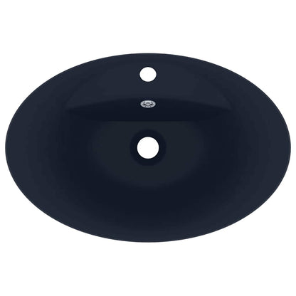 Luxury Basin Overflow Oval Matt Dark Blue 58.5x39 cm Ceramic
