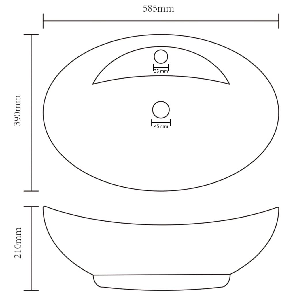 Luxury Basin Overflow Oval Matt Cream 58.5x39 cm Ceramic