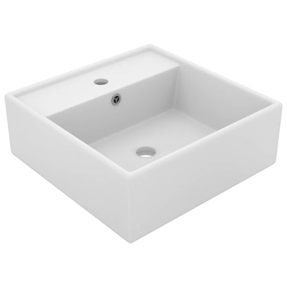 146943 vidaXL Luxury Basin Overflow Square Matt White 41x41 cm Ceramic