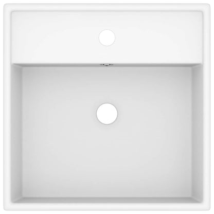 146943 vidaXL Luxury Basin Overflow Square Matt White 41x41 cm Ceramic