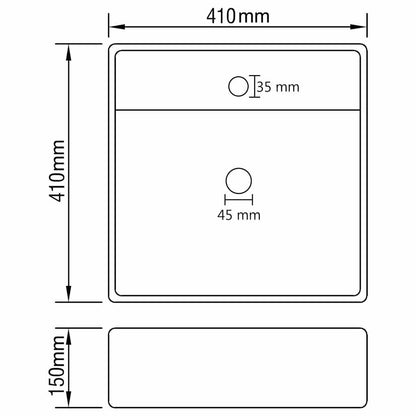 146943 vidaXL Luxury Basin Overflow Square Matt White 41x41 cm Ceramic