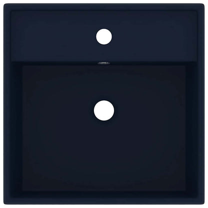 Luxury Basin Overflow Square Matt Dark Blue 41x41 cm Ceramic