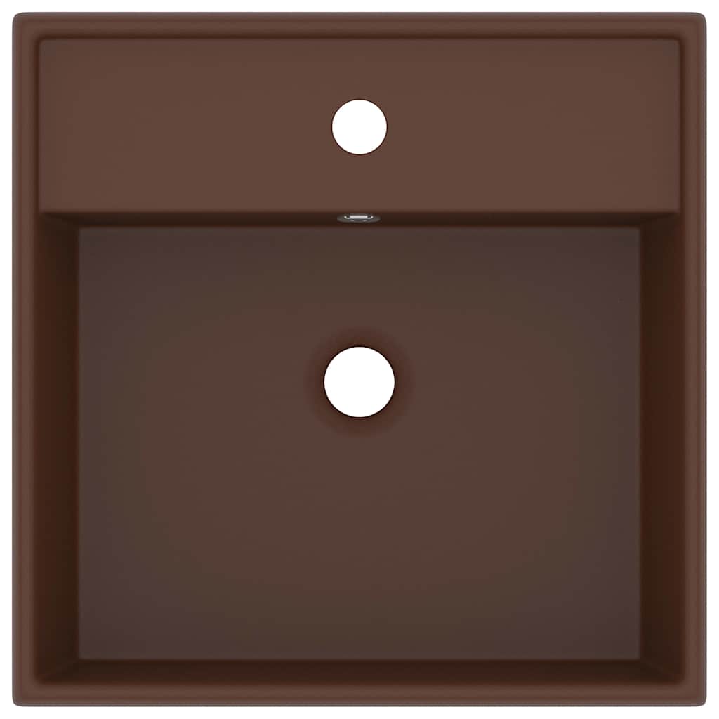 Luxury Basin Overflow Square Matt Dark Brown 41x41 cm Ceramic