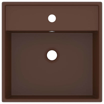 Luxury Basin Overflow Square Matt Dark Brown 41x41 cm Ceramic
