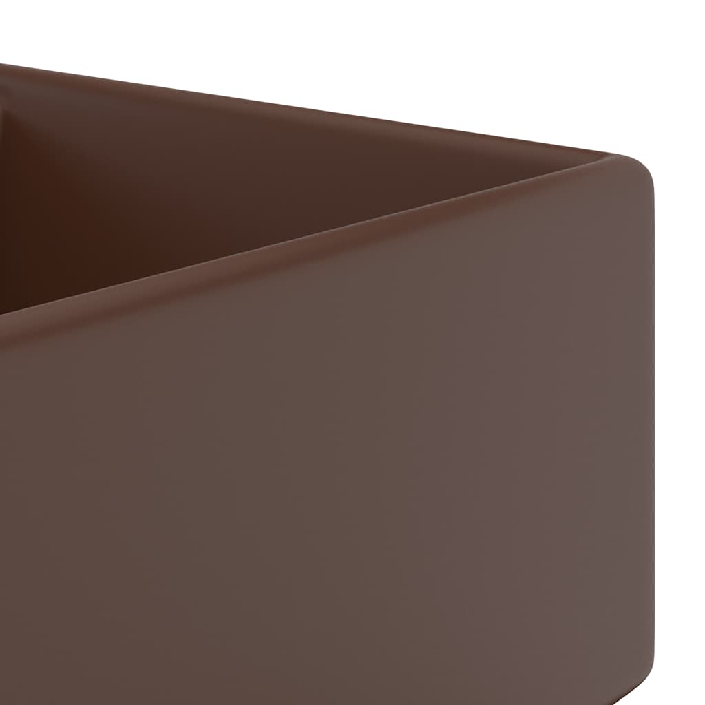 Luxury Basin Overflow Square Matt Dark Brown 41x41 cm Ceramic