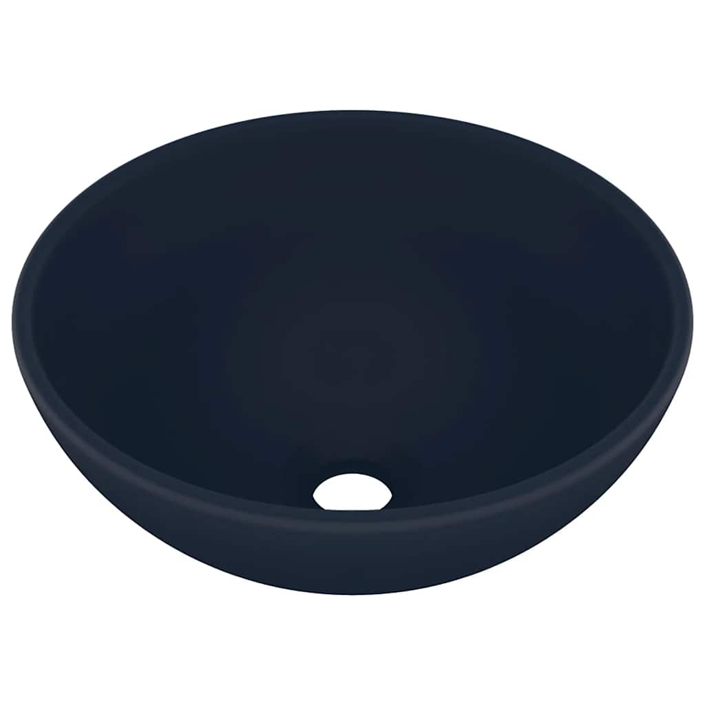 Luxury Bathroom Basin Round Matt Dark Blue 32.5x14 cm Ceramic