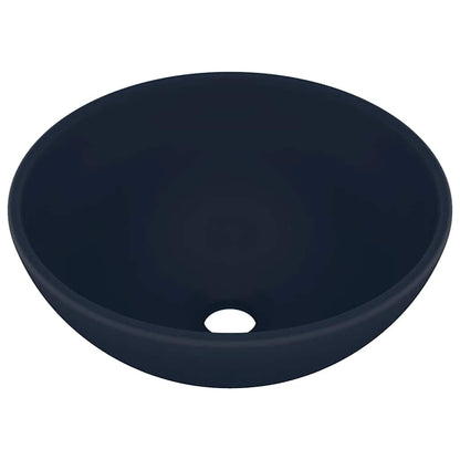 Luxury Bathroom Basin Round Matt Dark Blue 32.5x14 cm Ceramic