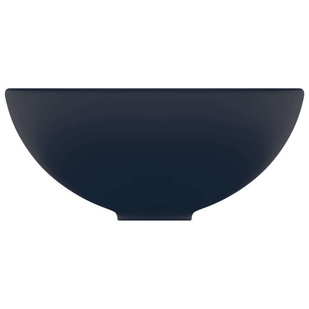 Luxury Bathroom Basin Round Matt Dark Blue 32.5x14 cm Ceramic