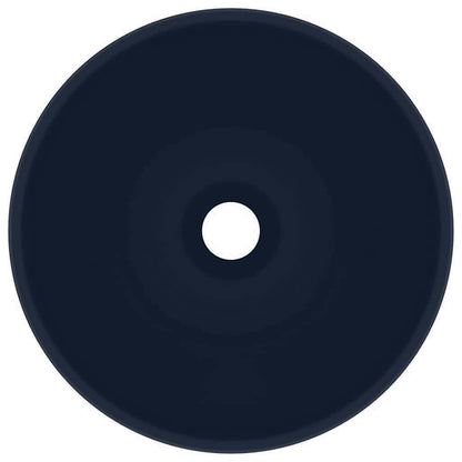 Luxury Bathroom Basin Round Matt Dark Blue 32.5x14 cm Ceramic