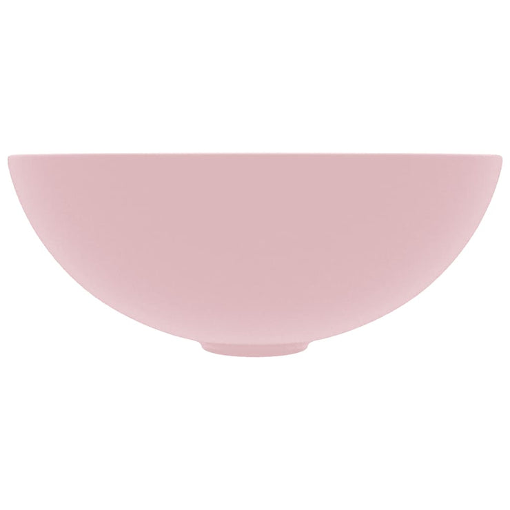Bathroom Sink Ceramic Matt Pink Round