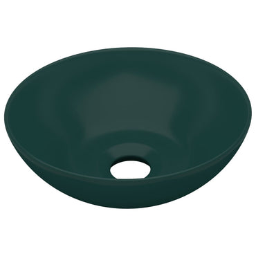 Bathroom Sink Ceramic Dark Green Round