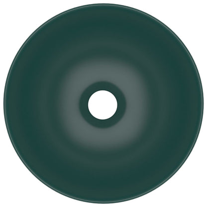 Bathroom Sink Ceramic Dark Green Round