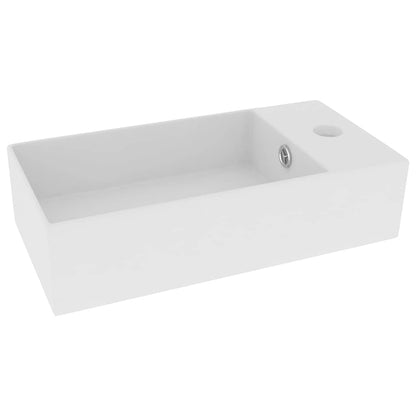 146987 vidaXL Bathroom Sink with Overflow Ceramic Matt White